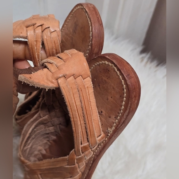 Vintage Interwoven Brown Leather Sandals Size 6🌴 - Picture 5 of 8